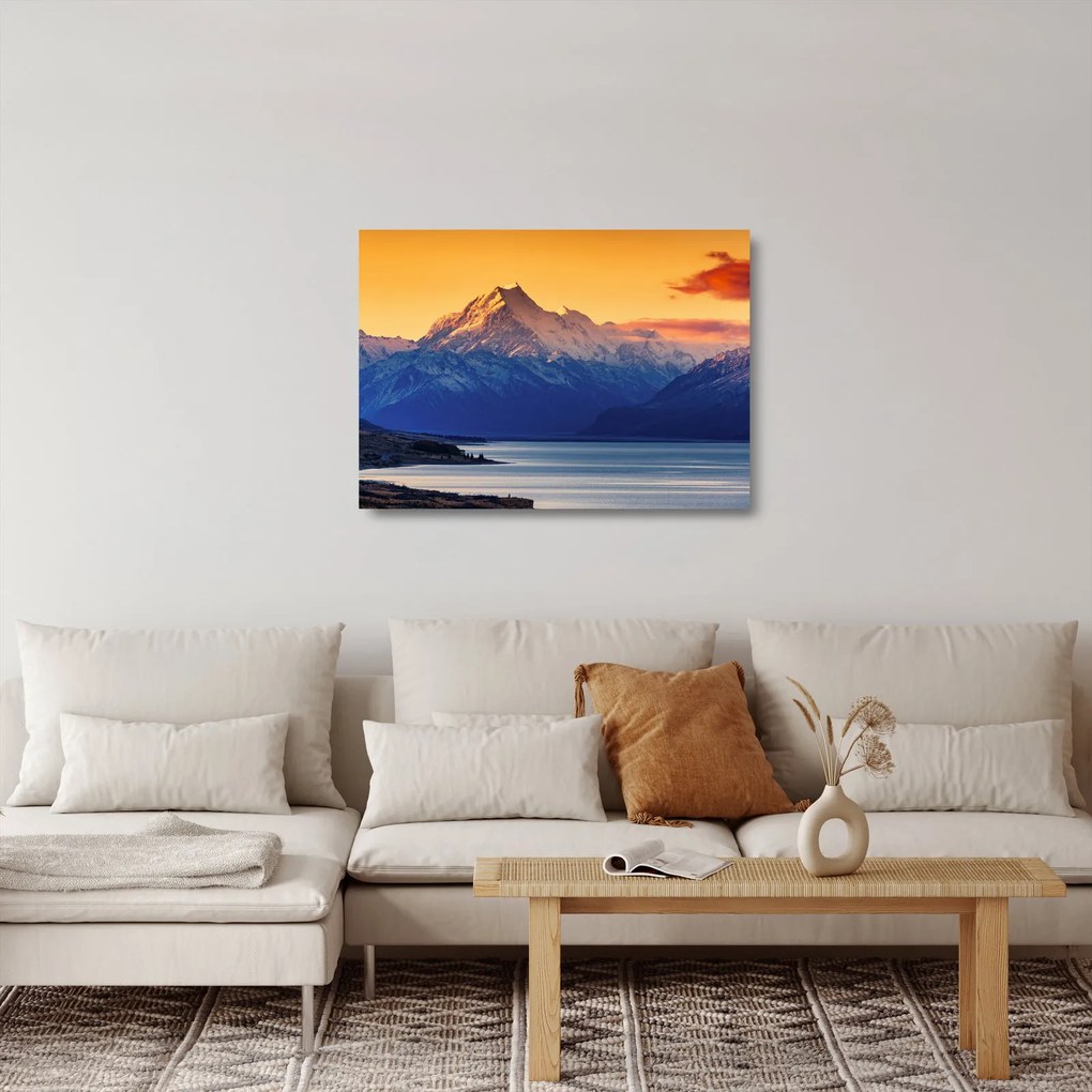 Sklenený obraz - Jazero Pukaki (70x50 cm)