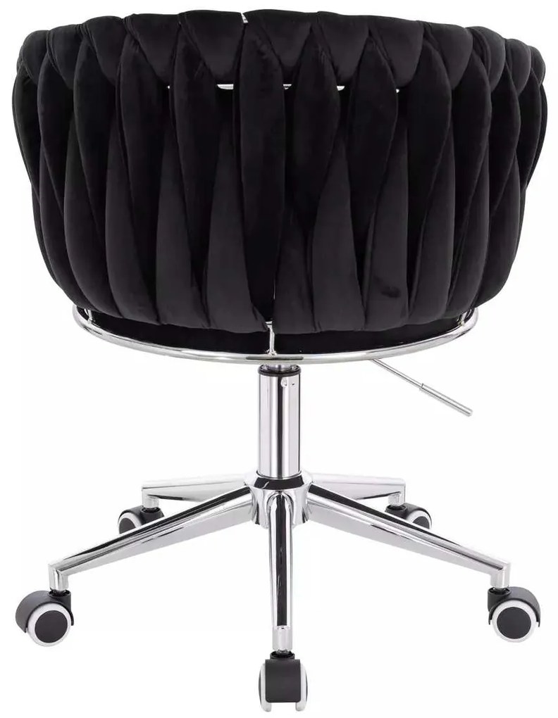 LuxuryForm DESIGN Stolička NORDEN VELUR na striebornej podstave s kolieskami - čierna