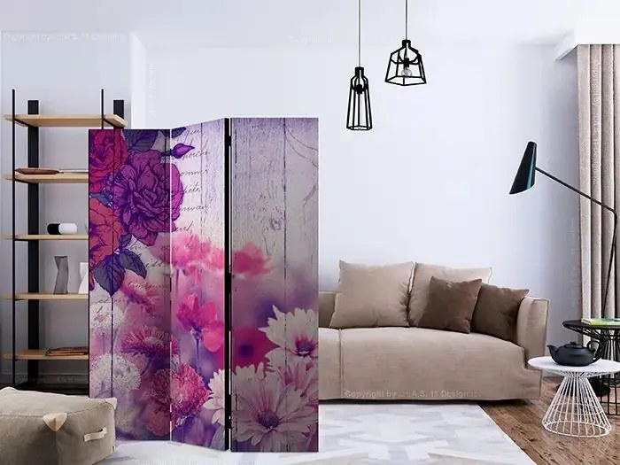 Paraván - Flowers Memories [Room Dividers] Veľkosť: 135x172, Verzia: Obojstranný