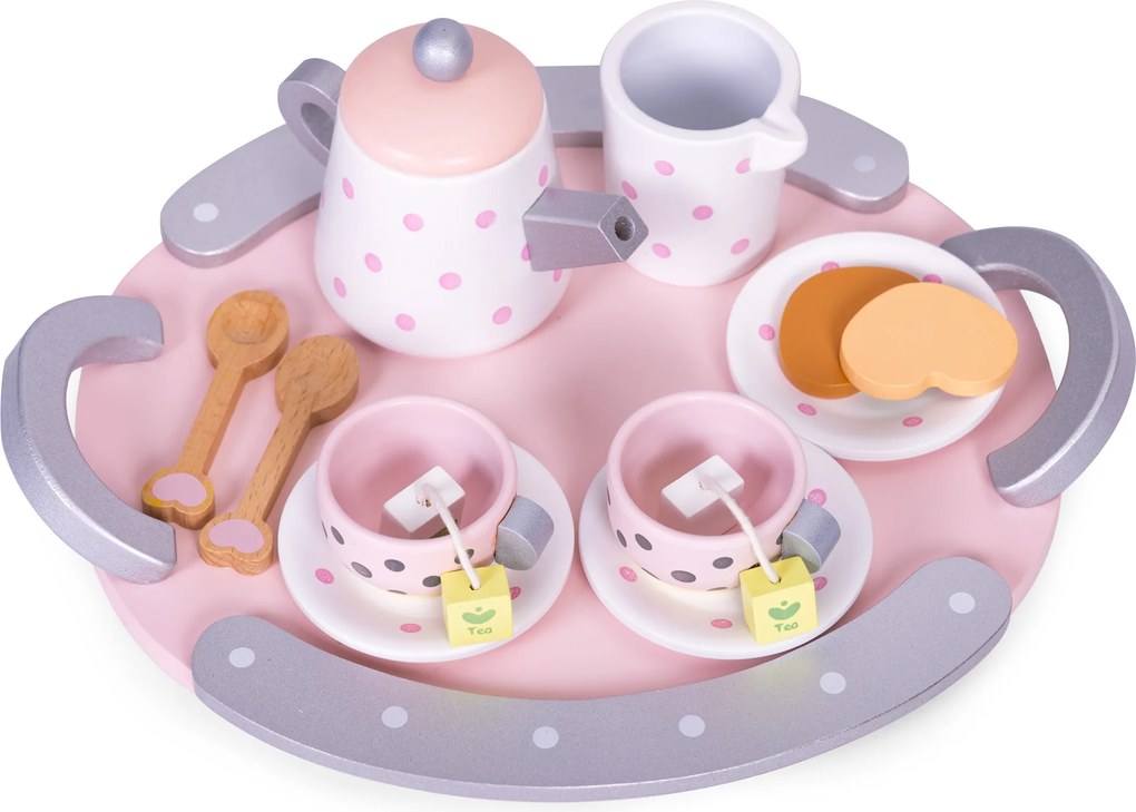 Drevený čajový set pre deti 3+ 15 dielov ECOTOYS – hračka, servis na čaj