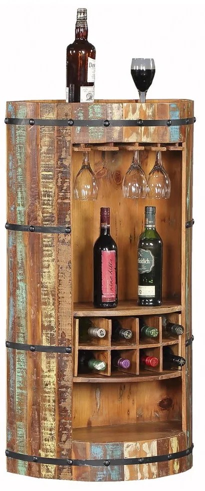 Vinotéka z recyklovaného dreva v prírodnej farbe na 8 fliaš, 60x115 cm Kaveri – Interia Home & Living