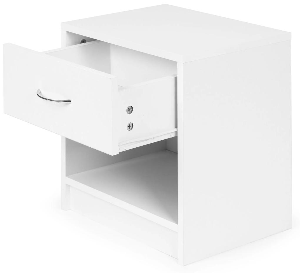 ModernHome Nočný stolík so zásuvkou - biely