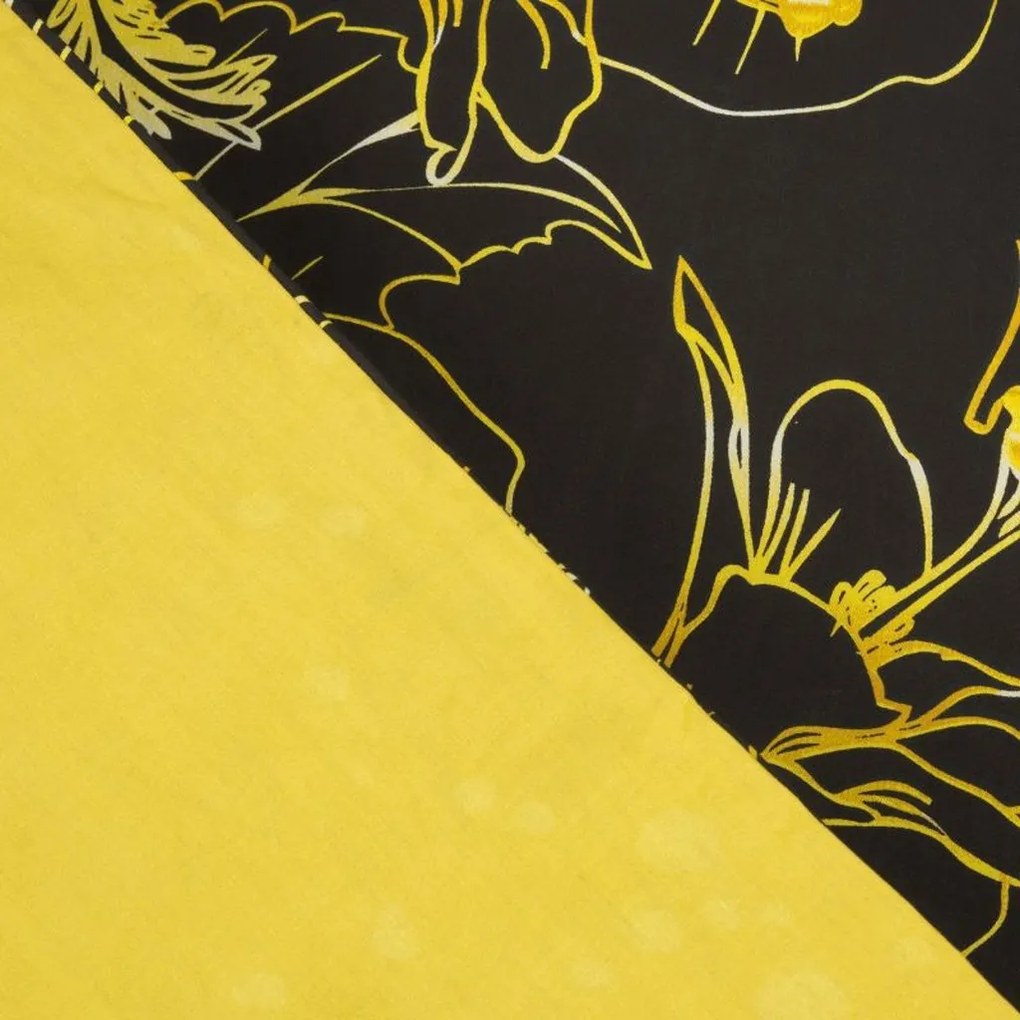 Bavlnené posteľné obliečky so žltým kvetinovým motívom