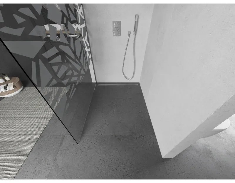 Mexen Kioto sprchová zástena 90x200 cm 8 mm, chróm, biely vzor, 800-090-101-01-85