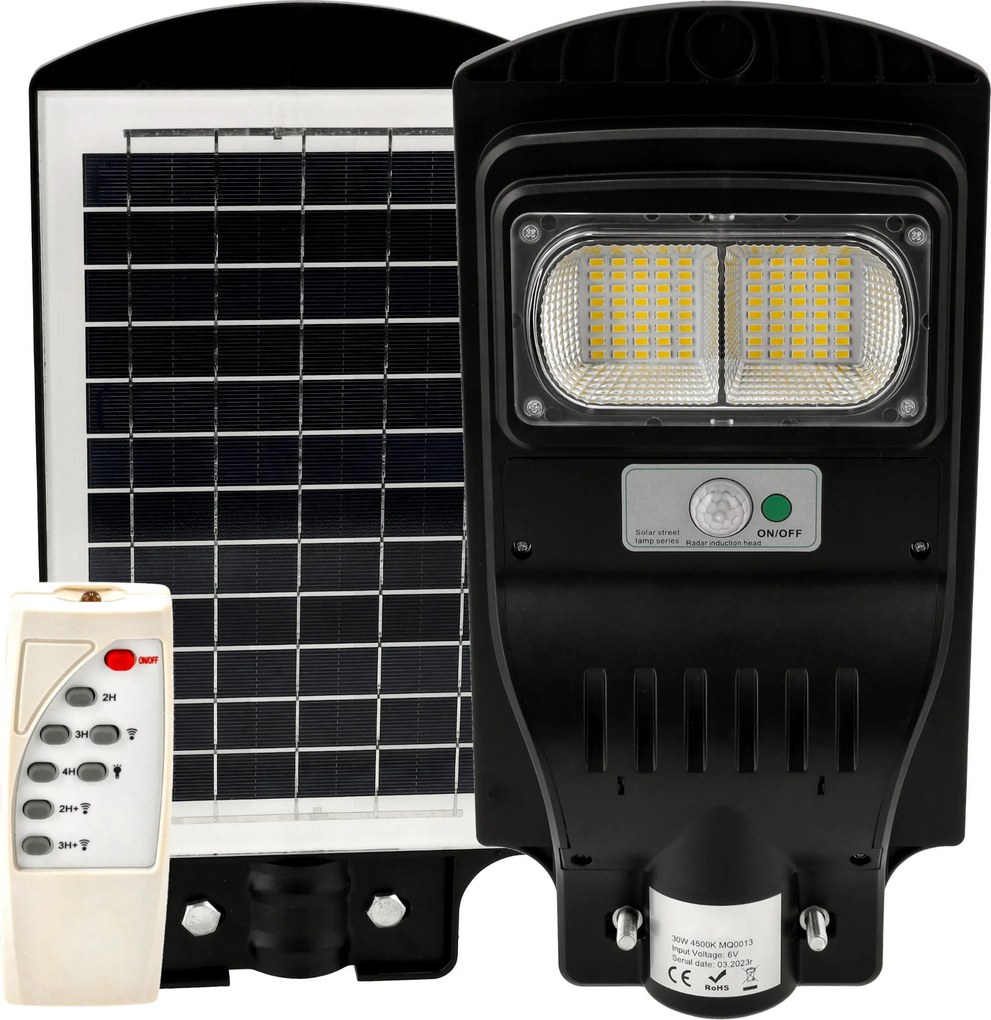 BERGE Solárna pouličná LED lampa MARAKESZ - 30W - PIR