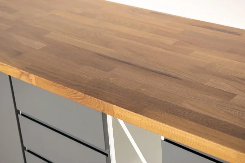 Kuchynská linka Aspen sivá - 150 cm, sivá lesk / biela mat