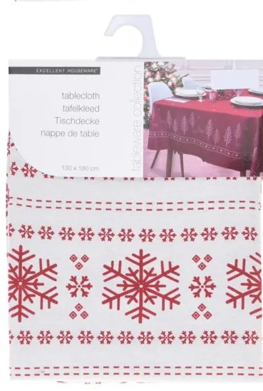 Excellent Houseware Vianočný obrus so snehovými vločkami, 130 x 180 cm Vzor: A