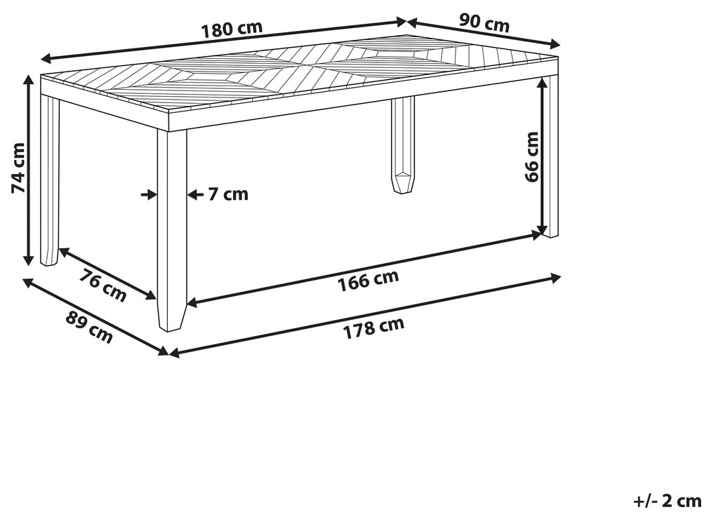 Záhradný jedálenský stôl z akáciového dreva 180 x 90 cm BARATTI Beliani