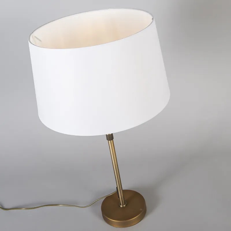 Stolná lampa bronzová s tienidlom bielym 35 cm nastaviteľná - Parte