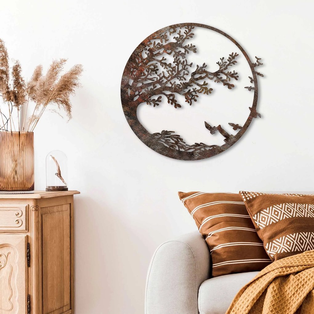 Nástěnná kovová dekorace Rusty Tree vícebarevná