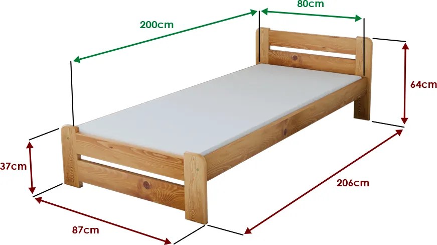 Maxi Drew Posteľ Laura 80 x 200 cm, jelša Rošt: Bez roštu