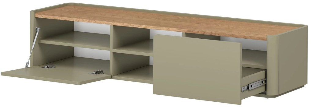 TV skrinka so zásuvkou Elivo 170 cm - eukalyptus / dub baltic dune
