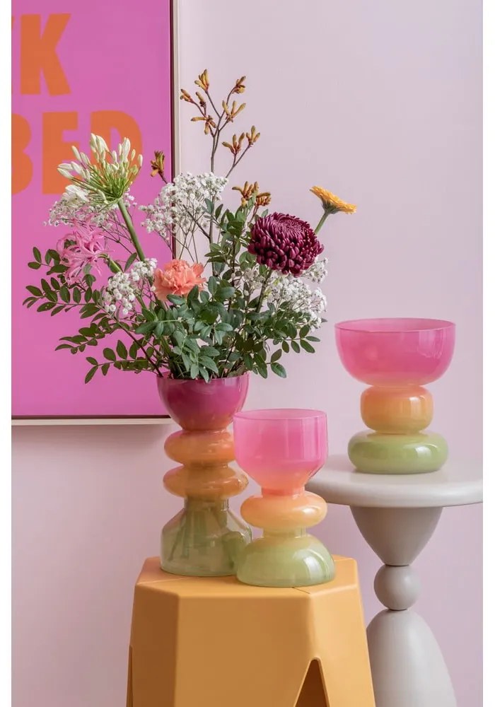 Oranžová/ružová sklenená váza (výška 20,5 cm) Funky Vibes – PT LIVING
