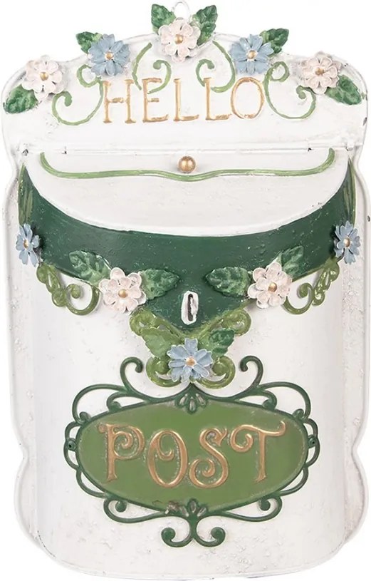 Biela plechová poštová schránka Hello Post - 27*10*42 cm
