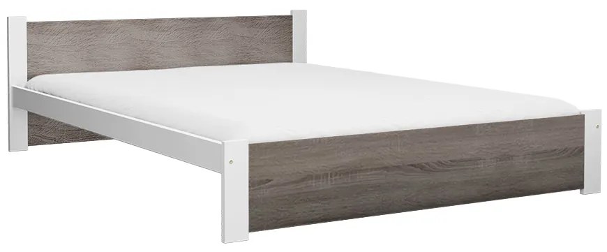 Posteľ IKAROS 180 x 200 cm, biela/dub hľuzovka Rošt: S latkovým roštom, Matrac: Matrac DELUXE 10 cm