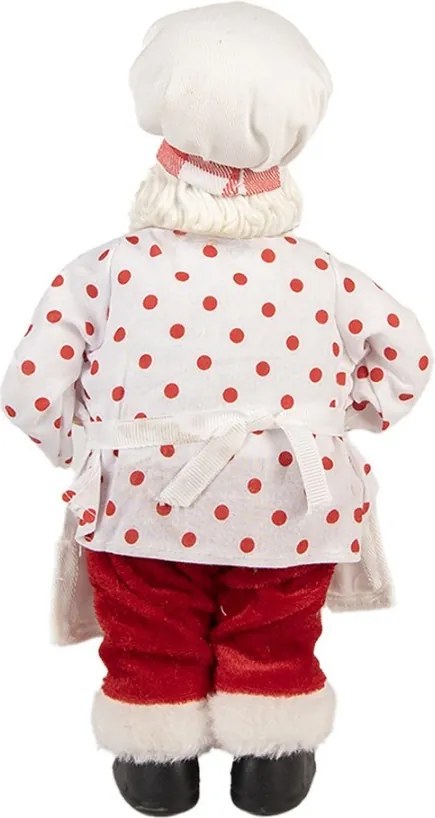 Biela vianočná figúrka Santa Claus kuchár s chalúpkou - 15*10*28 cm