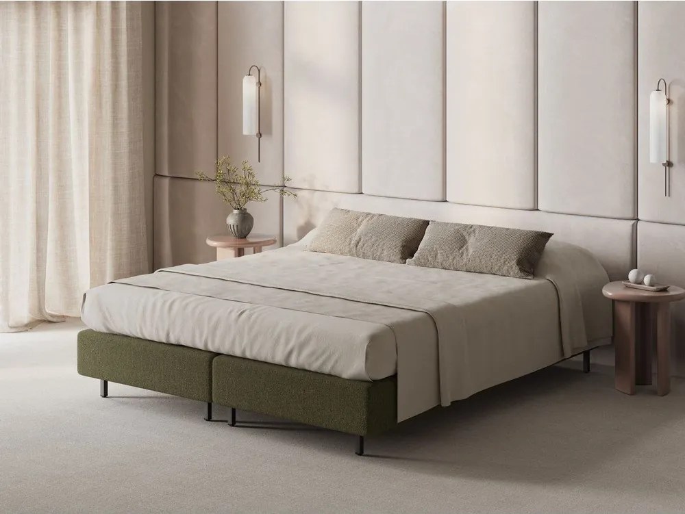 Zelená čalúnená jednolôžková posteľ bez čela 90x200 cm Whale – Micadoni