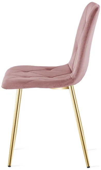 Jedálenská stolička LIBRA zamatová, ružová / zlaté nohy