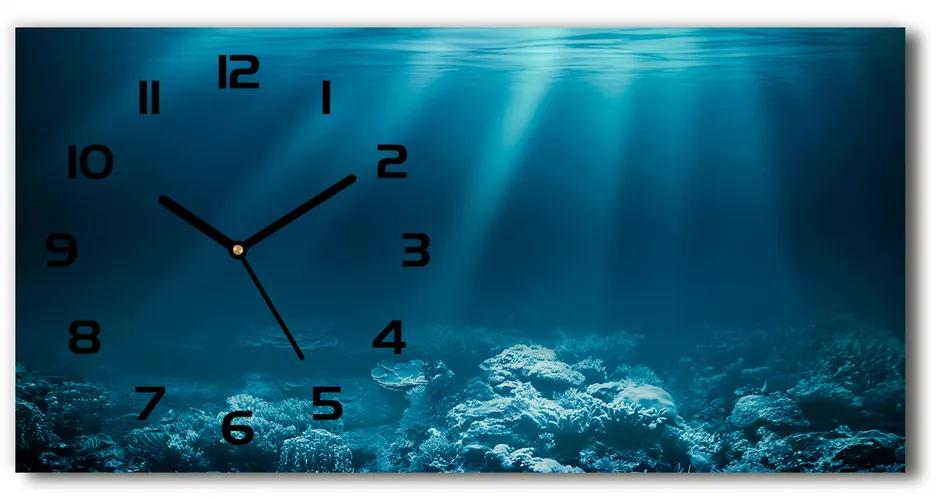 Vodorovné Sklenené hodiny na stenu tiché Podvodný svet pl_zsp_60x30_f_72237890