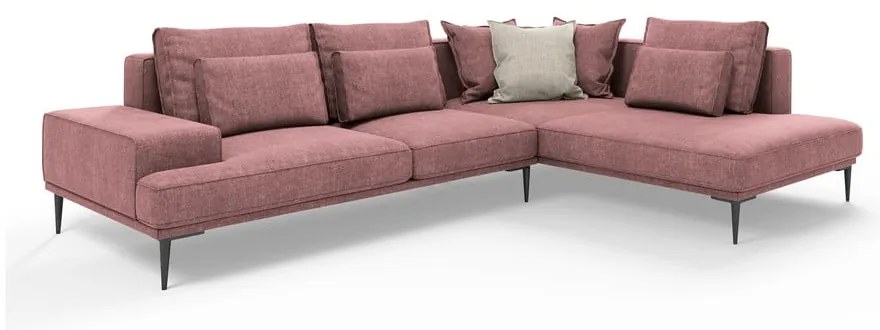 Ružová rozkladacia rohová pohovka Interieurs 86 Liege, pravý roh