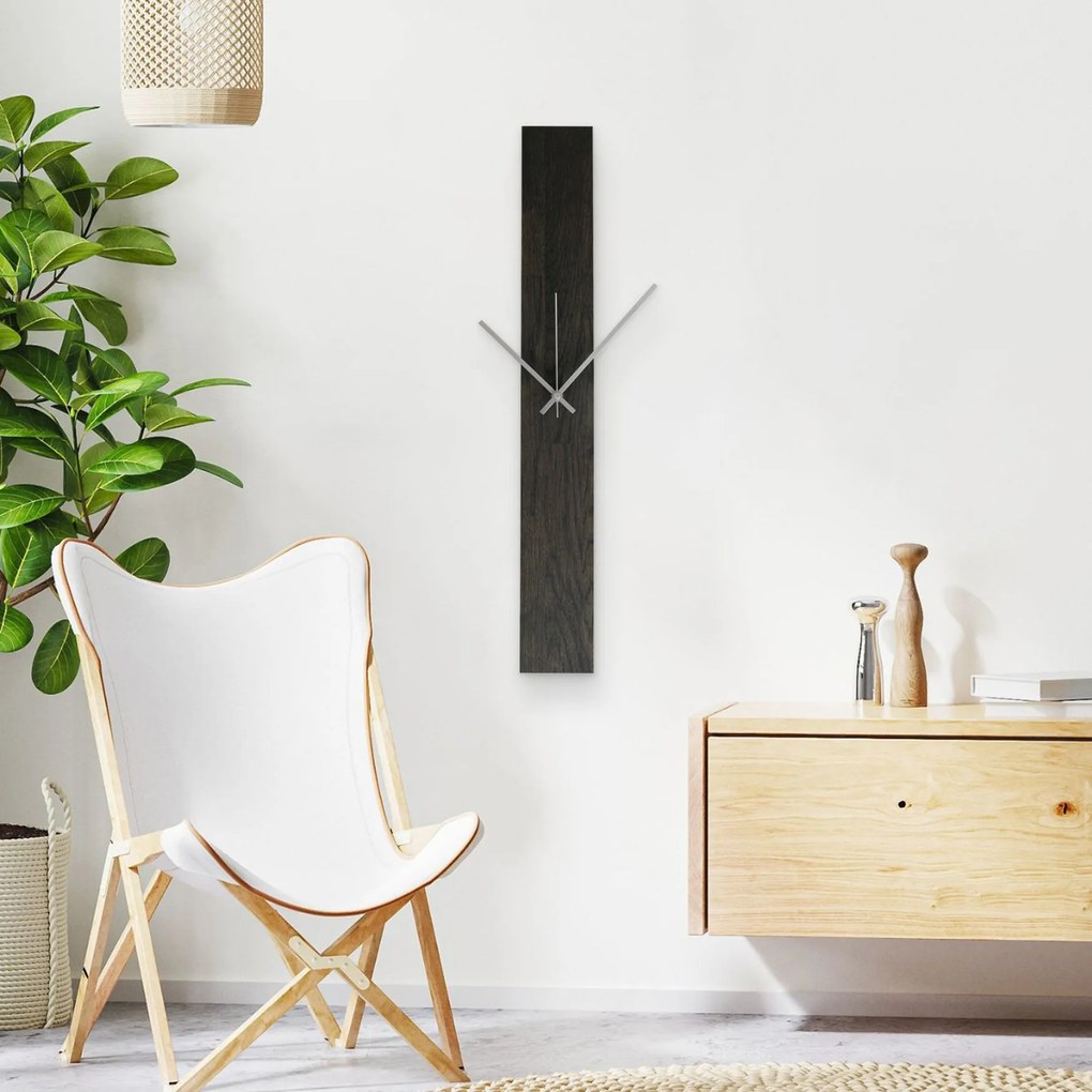 SENTOP | Elegantné drevené nástenné hodiny čierny I SENTOP MAS019-OSMO-3169-SILVER-60x8 analógové