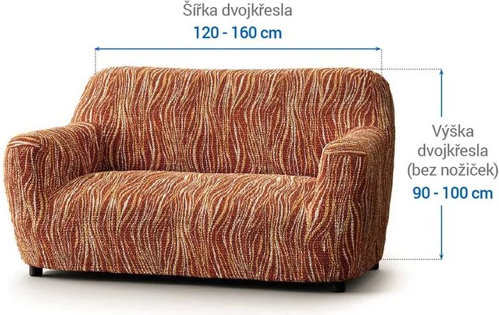 Bielastické poťahy UNIVERSO NOVÉ žíhané tehlové dvojkreslo (š. 120 - 160 cm)