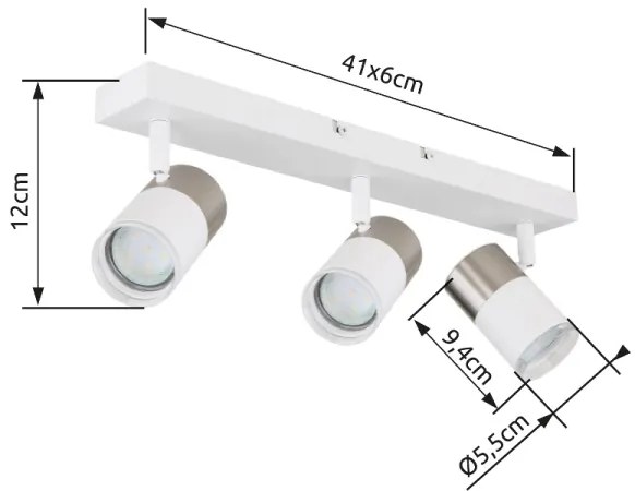Globo 57851-3 - Bodové svietidlo BRISBON 3xGU10/25W/230V biela/chróm