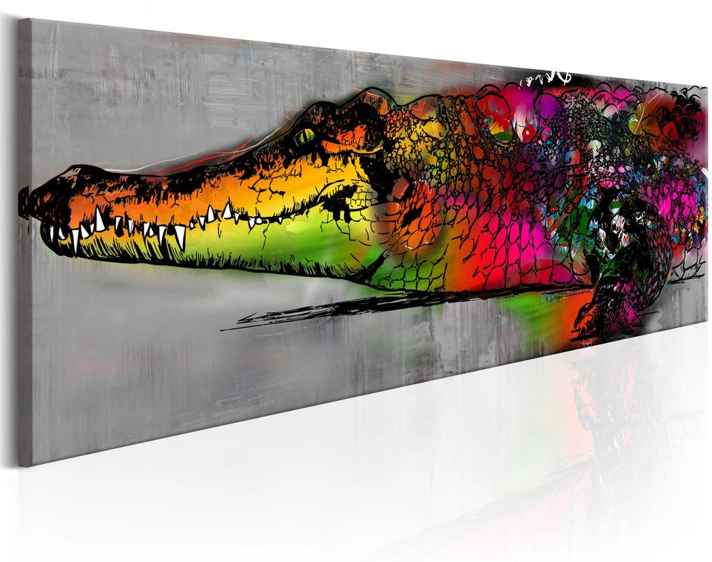Artgeist Obraz - Colourful Alligator Veľkosť: 150x50, Verzia: Premium Print