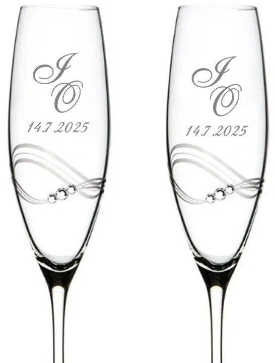 Dekorant Svadobné poháre na šampanské Desire s krystaly Swarovski 2KS VARIANTA 2