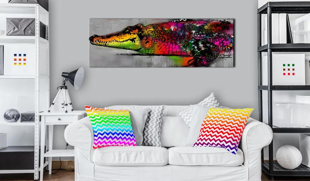 Artgeist Obraz - Colourful Alligator Veľkosť: 135x45, Verzia: Na talianskom plátne