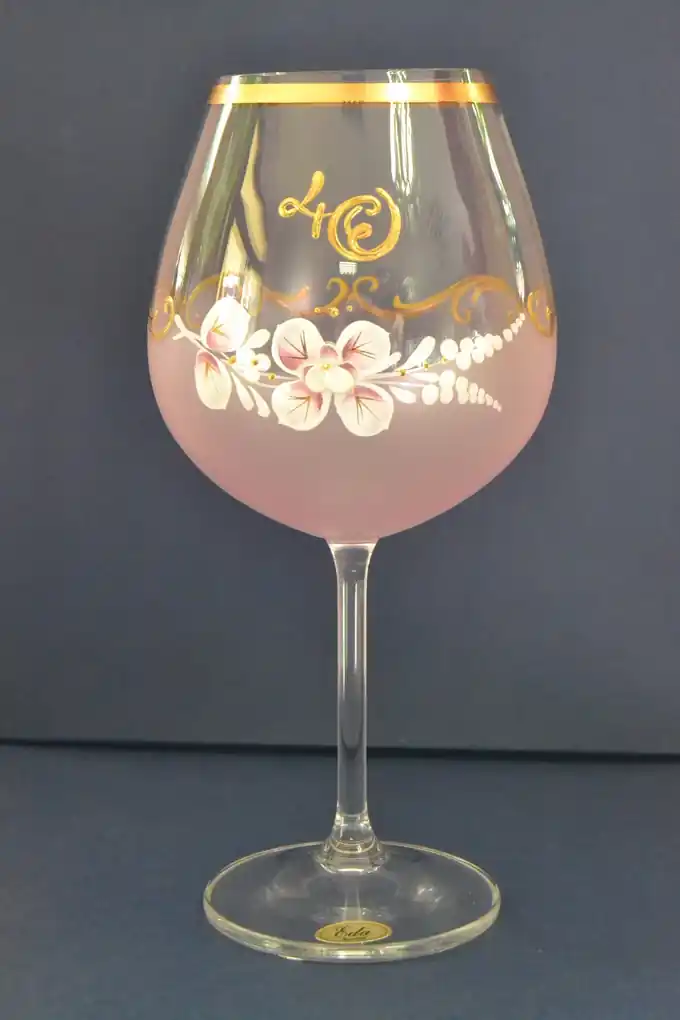 Výročný pohár na 40. narodeniny - NA VÍNO - ružový (v. 23 cm) | BIANO
