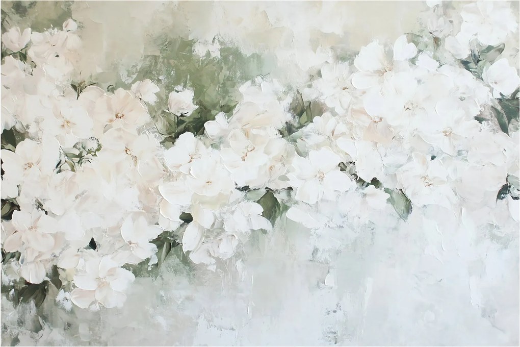 Obraz - Abstrakcia bielych kvetov (90x60 cm)
