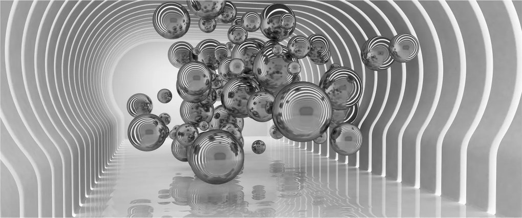 Obraz - Čiernobiele bubliny (120x50 cm)