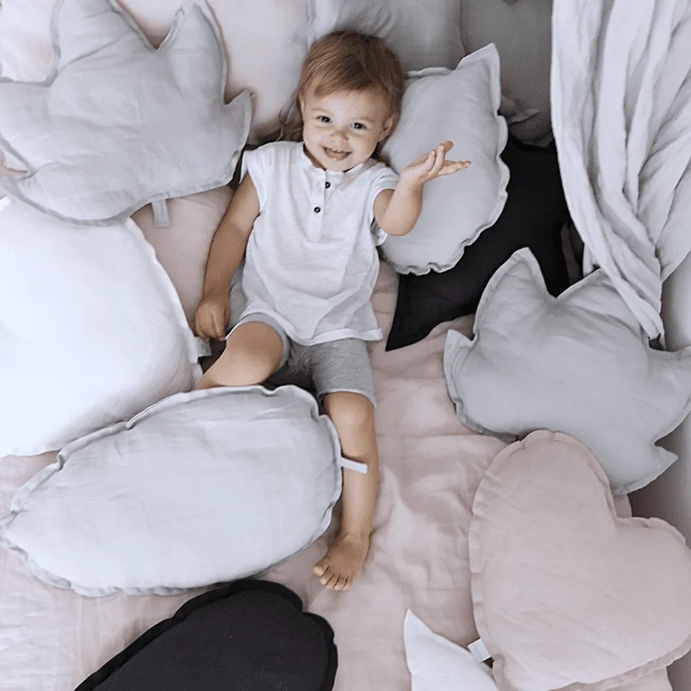 Ľanový vankúš srdca púdrovo ružová 44cm