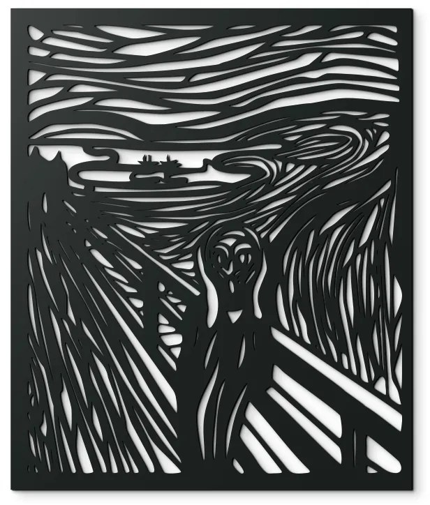 drevko Abstraktný drevený obraz Výkrik Rozmer obrazu: 44,5 x 37 cm, Farba dekorácie: Čierna