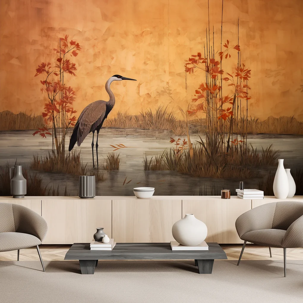 Gario Fototapeta Orientálny žeriav vo vode Materiál: Vliesová, Rozmery: 350 x 245 cm