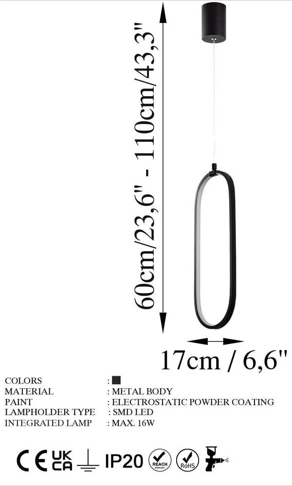 Čierne LED závesné svietidlo Can – Opviq lights