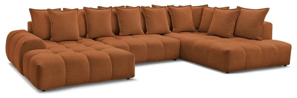 Terakotová ženilková rozkladacia/s úložným priestorom rohová pohovka (pravý roh/do tvaru "U") Everest – Bobochic Paris