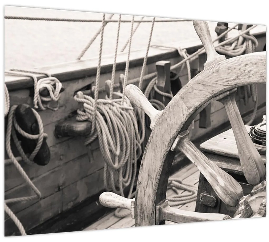 Sklenený obraz - Kormidlo plachetnice (70x50 cm)