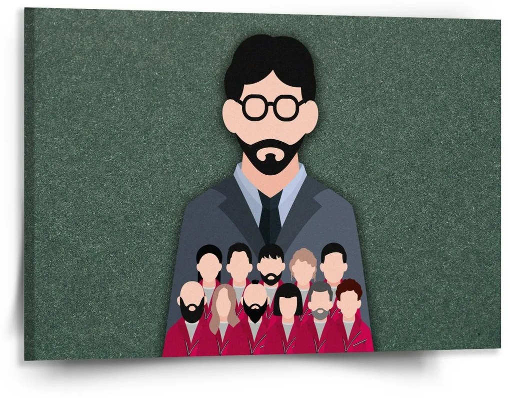 Sablio Obraz Money heist Profesor a jeho tím Zelená - 150x110 cm