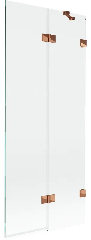 Mexen Lunar, 2-krídlová vaňová zástena pravá 80 x 150 cm, číre sklo, ružové zlato, 897-080-100-60-00-P