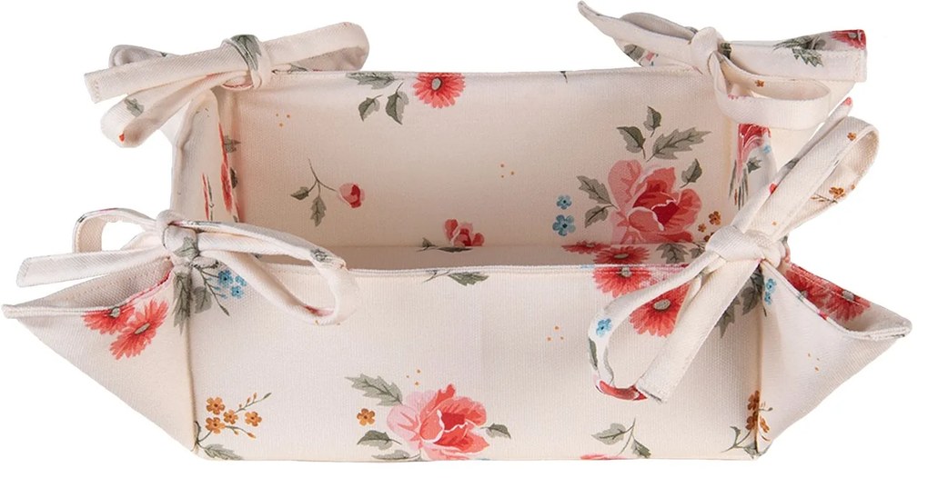 Bavlnený obojstranný košík na pečivo s kvetmi Litttle Rose Collection - 35*35*8 cm