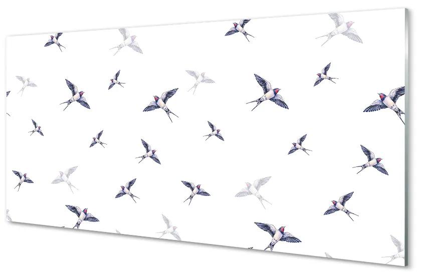 Nástenný panel  Vtáky s kvetinami 125x50 cm