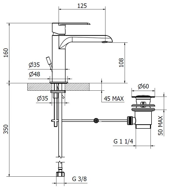 Teorema XS - umývadlová batéria stojanková s odtokovou garnitúrou, výška 110 mm, chróm 8X301