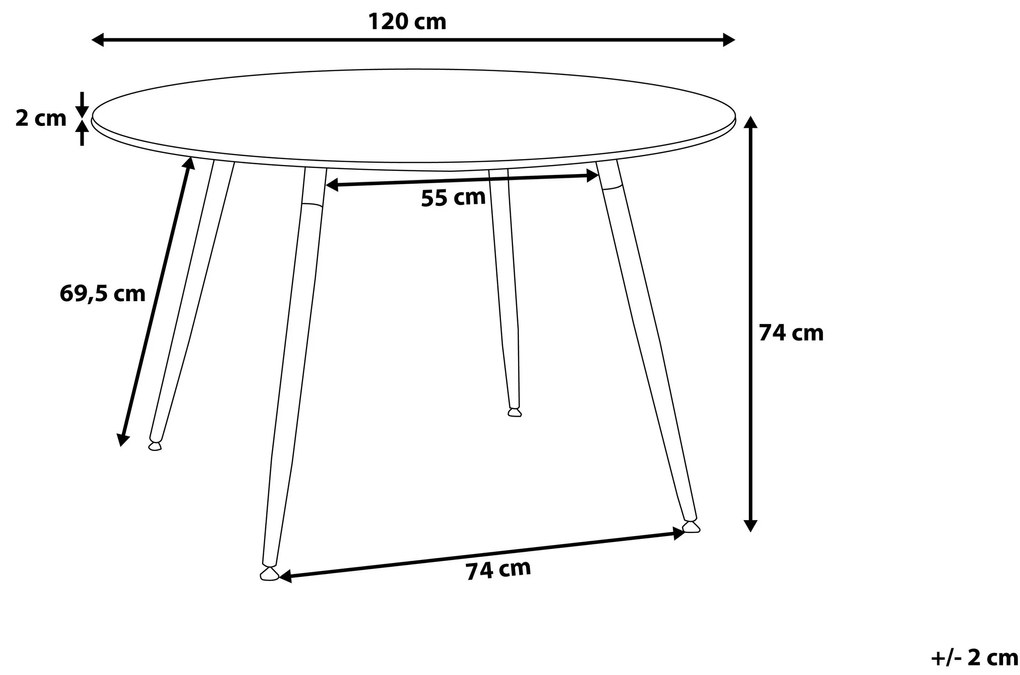 Okrúhly jedálenský stôl ⌀ 120 cm čierna/svetlé drevo BOVIO Beliani