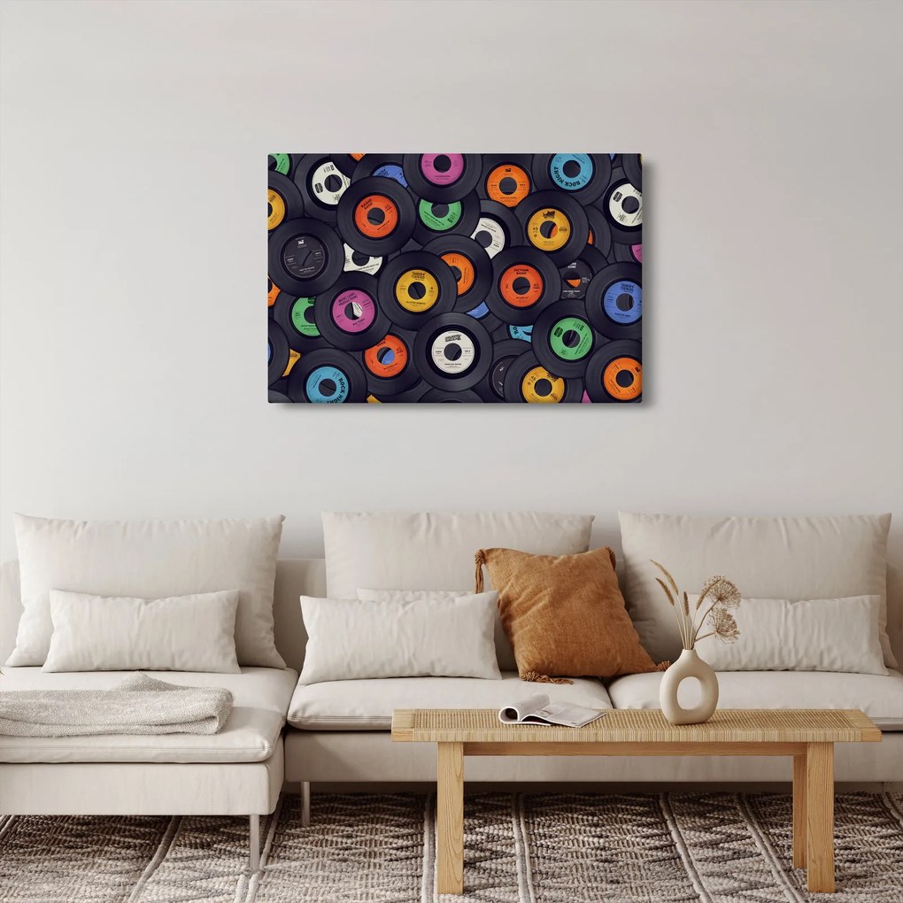 Obraz - Hudobné gramofónové platne (90x60 cm)