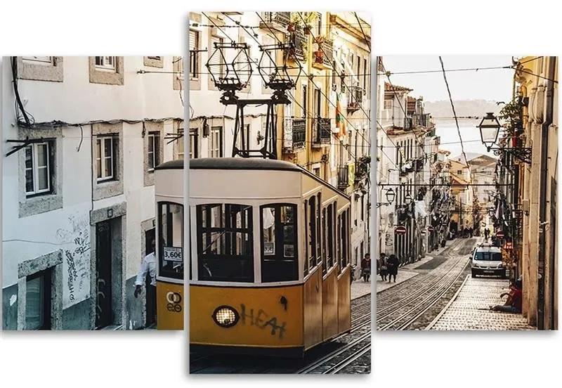 Obraz na plátně třídílný Tramvaj Lisabon City - 120x80 cm