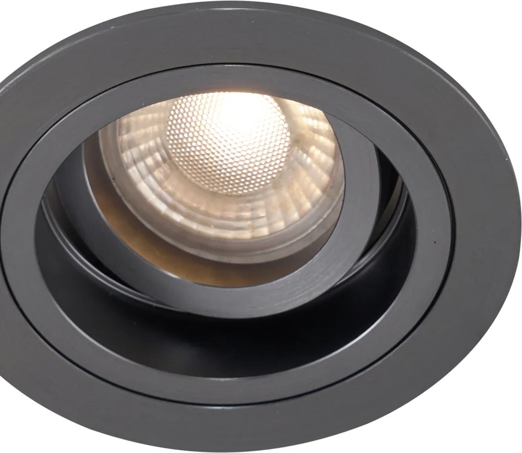 Sada 6 moderných zapustených bodových svetiel Gunmetal GU10 50mm okrúhlych naklápacích - Chuck