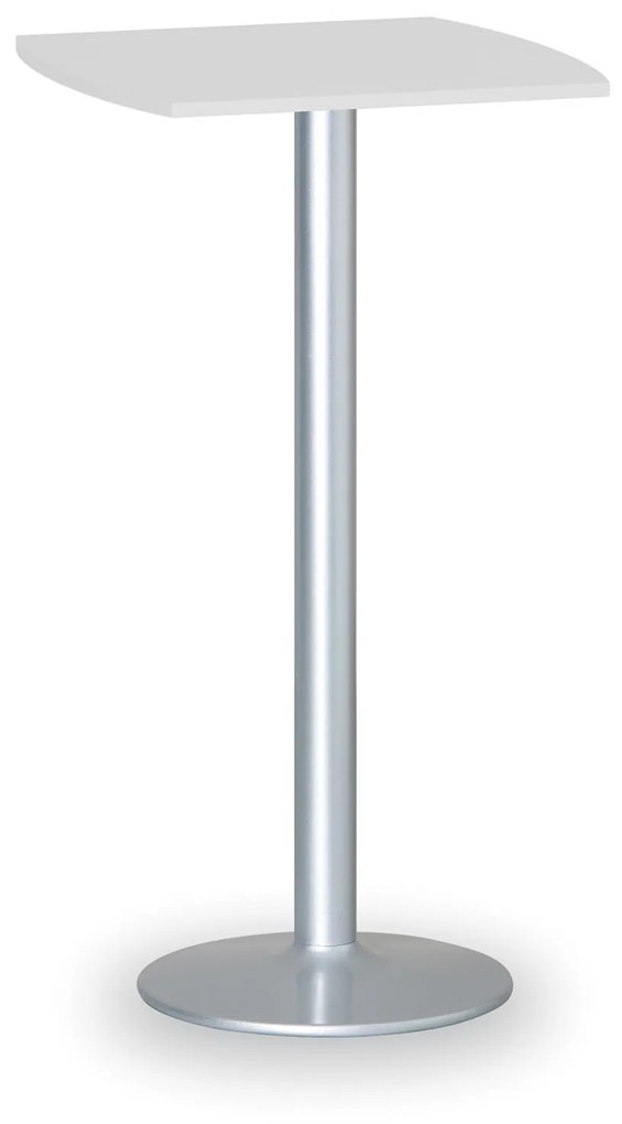 Koktailový stôl OLYMPO II, 660x660 mm, sivá podnož, doska biela