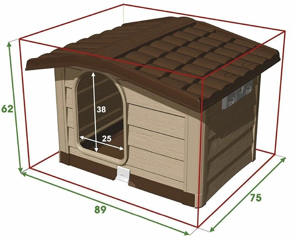 Psia búda Bungalow zelená, 89 x 75 x 62 cm